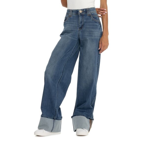 NEW Democracy AbTechnology Wide Leg Fixed Cuff Jeans - High Rise 1125 3S - Picture 2 of 6